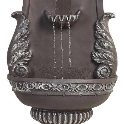 John Timberland Tivoli Grey Ornate Rustic Outdoor 2 Tier Outdoor Wall Water Fountain 33" for Yard Backyard Garden Patio Home Deck Porch House Exterior
