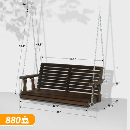 Zimtown Patio Wooden Porch Swing Swing Chair Bench Heavy Duty 880lbs with Hanging Chains for Outdoors,4 FT, Rustic