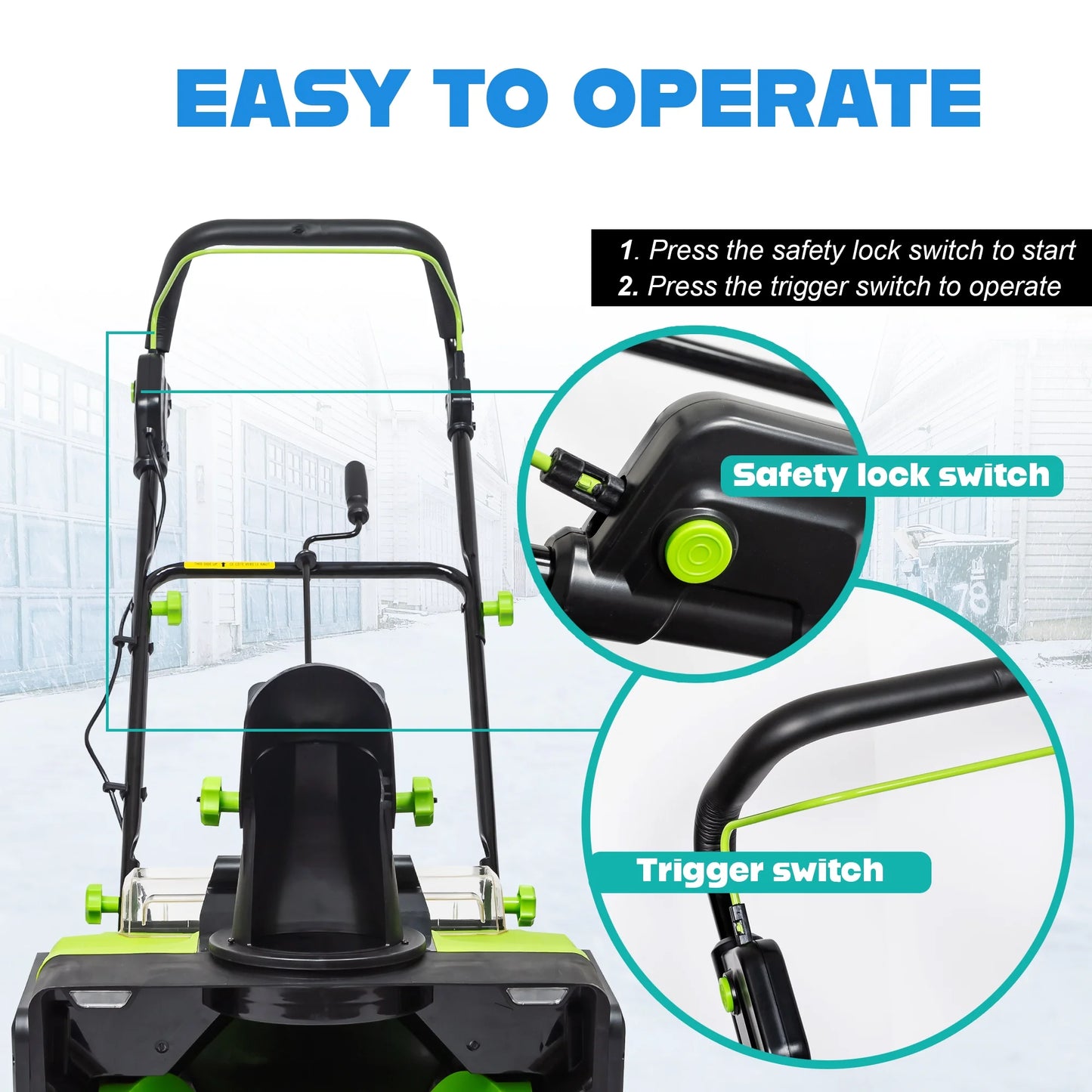 Cordless Snow Shovel, 20V Battery Powered Snow Blower, Lightweight Electric Snow Thrower with Adjustable Handle, Directional Plate, Perfect for Patios, Decks, Walkways, and Driveways (20 INCH)