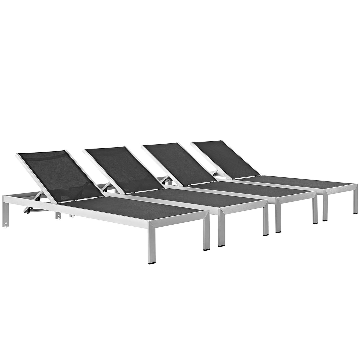 Modern Contemporary Urban Design Outdoor Patio Balcony Chaise Lounge Chair, Black, Metal Aluminum