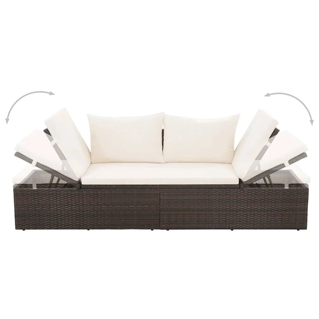vidaXL Patio Bed Outdoor Daybed Sofa Lounge Chair Patio Furniture Poly Rattan