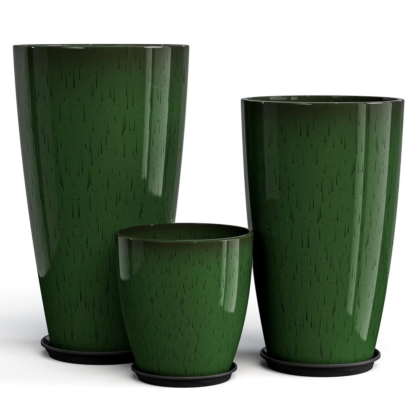 24,21,10 inch Large Planter for Indoor & Outdoor Plants, Set of 3, Sturdy Plant Flower Pots Modern Decor for Front Porch Patio,Blue