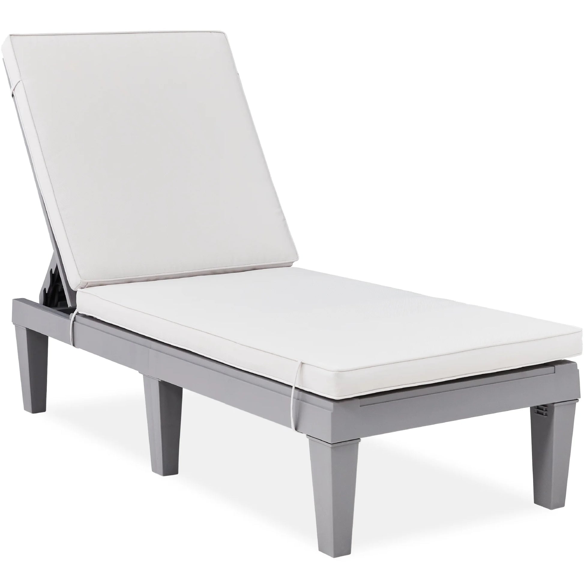 Best Choice Products Outdoor Lounge Chair, Resin Patio Chaise Lounger w/Seat Cushion, 5 Positions - Gray/Navy