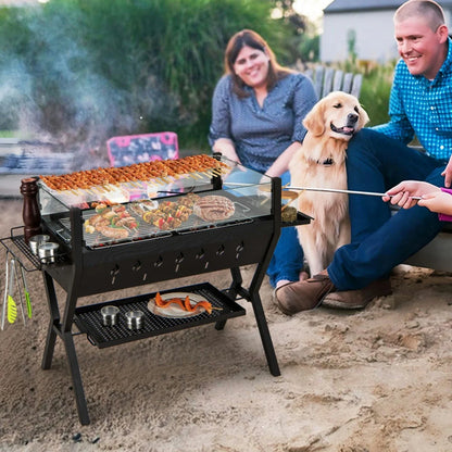 Topcobe Barbecue Charcoal Grills with Wind Guard Seasoning Racks, Cooking Space for Backyard, Patio and Parties-Black