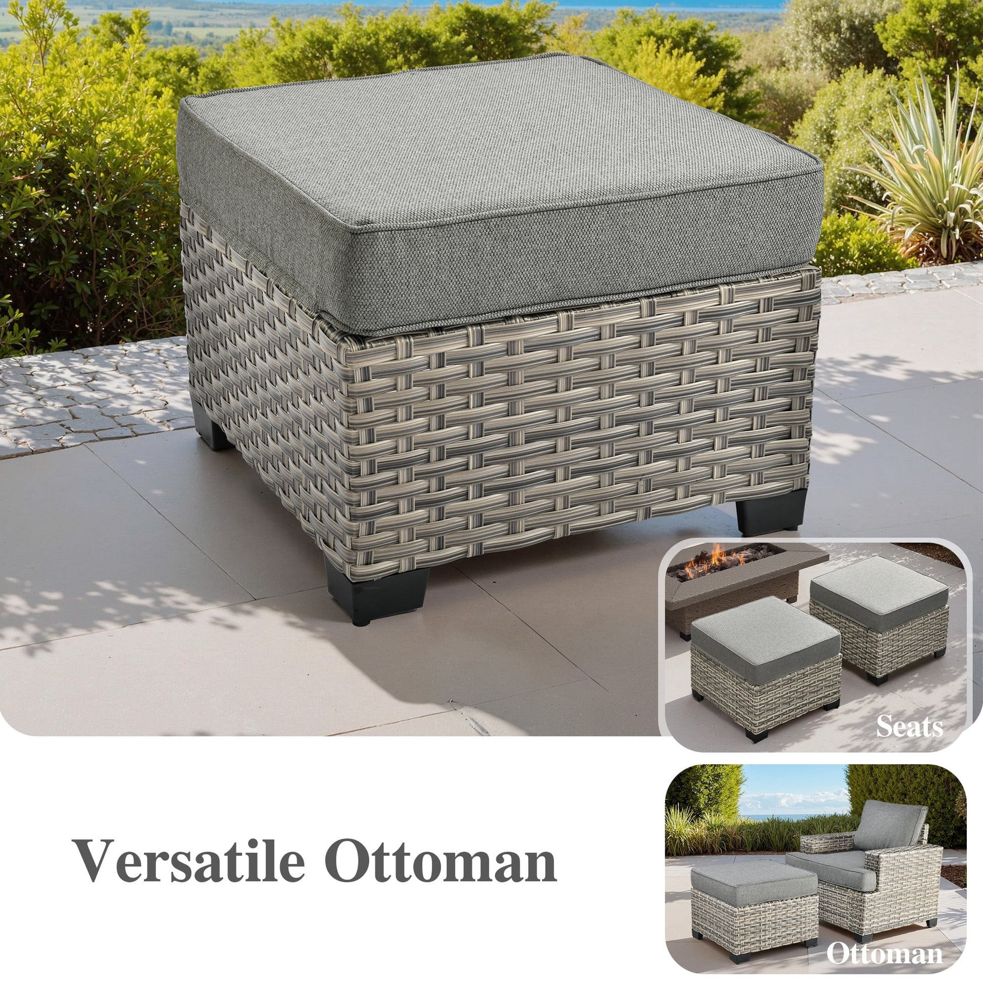 Ovios 7 Pieces Outdoor Patio Sectional Furniture All-Weather Rattan Wicker Conversation Patio Sofa Outdoor Chairs for Backyard Balcony
