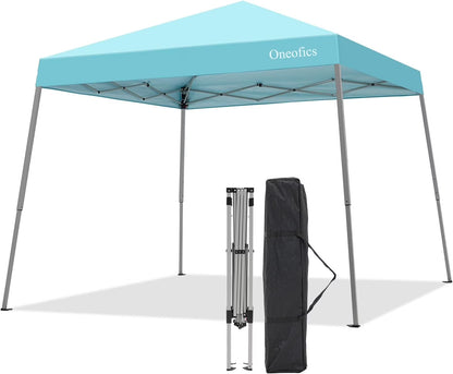 Canopy Tent, 10X10 FT Pop Up Canopy Outdoor Instant Tent Slant Legs with Carrying Bag, Portable Gazebo Shelter for Patio Deck Garden and Beach - 8X8 FT Canopy Cover (Dark Blue)