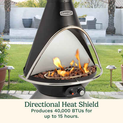 Cuisinart Chimenea Propane Fire Pit, 40,000 BTU Adjustable Gas Fire Pit for Patios, Includes Lava Rocks, Directional Heat Shield and Push to Start Ignition