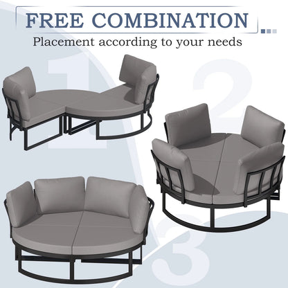 AECOJOY Metal Patio Furniture Set 73" Outdoor Conversation Set Patio Sectional Sofa Couch with Removable Cushions in Beige