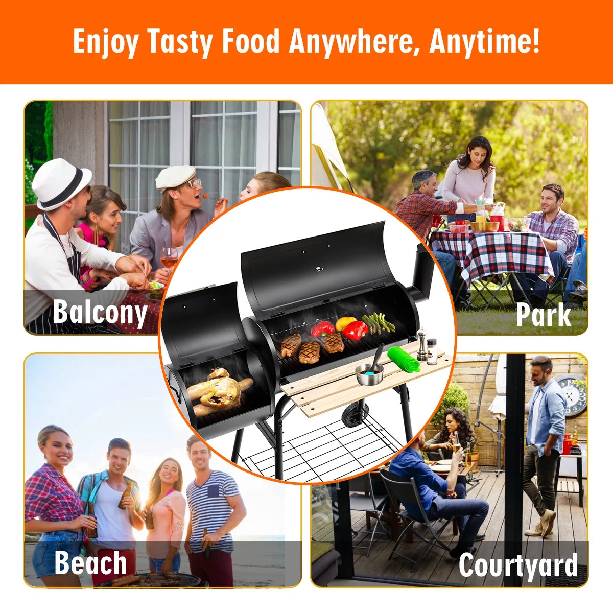 Costway OP2795 Outdoor BBQ Grill Charcoal Barbecue Pit Patio Backyard Meat Cooker Smoker