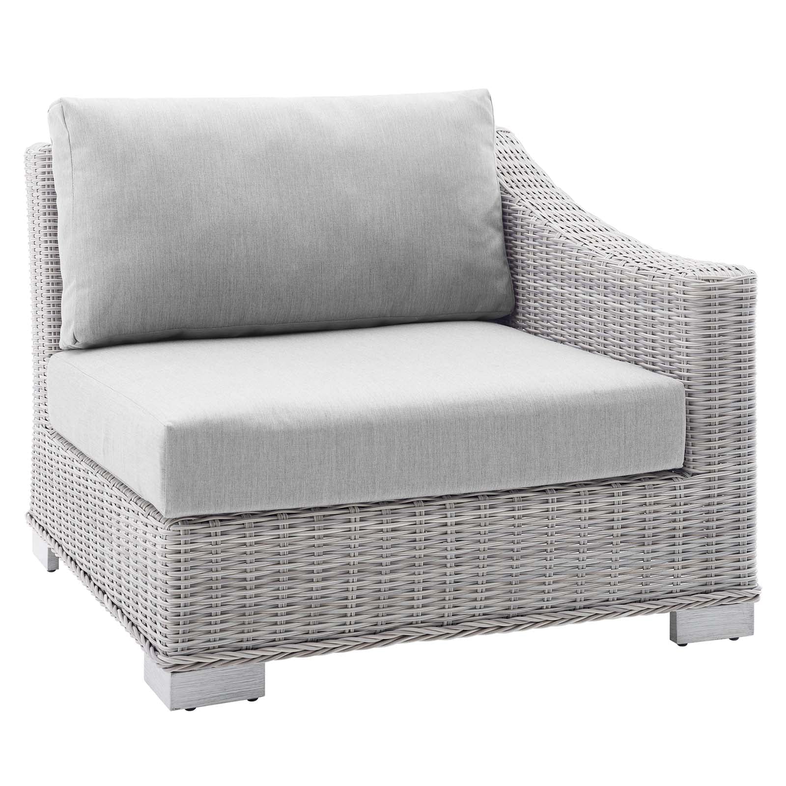 Modway Conway Sunbrella® Outdoor Patio Wicker Rattan 9-Piece Sectional Sofa Set in Light Gray Gray