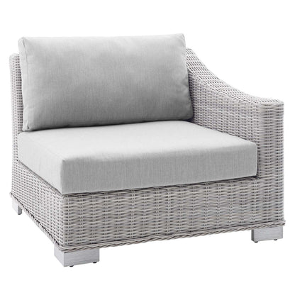Modway Conway Sunbrella® Outdoor Patio Wicker Rattan 9-Piece Sectional Sofa Set in Light Gray Gray