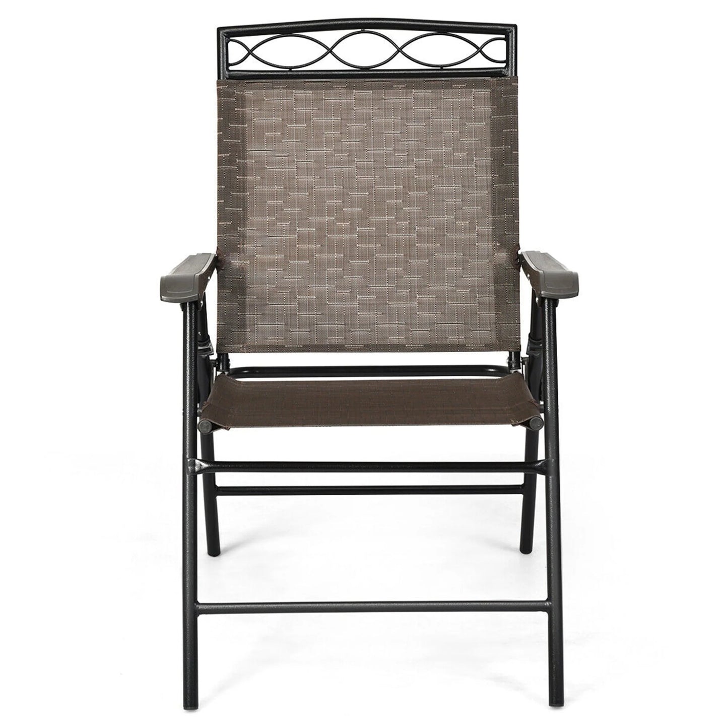 Gymax 2PCS Folding Chairs Patio Garden Outdoor w/Steel Frame Armrest Footrest