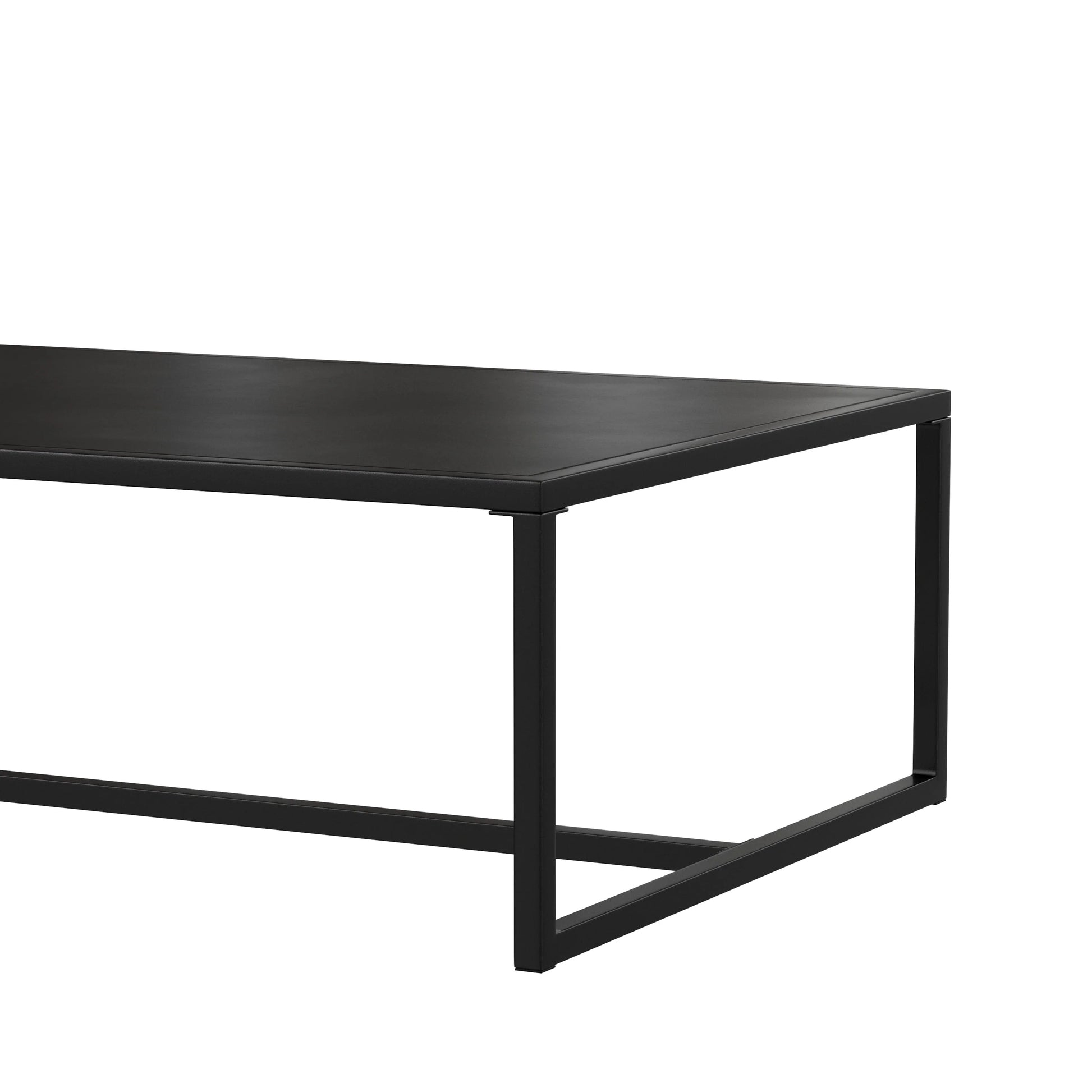 BizChair Outdoor Patio Coffee Table Commercial Grade Black Coffee Table for Deck, Porch, or Poolside - Steel Square Leg Frame