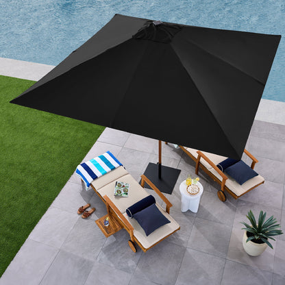 Best Choice Products 9ft Deep Square Solar LED Lighted Patio Umbrella w/Woodgrain Pattern, UV-Resistant - Black