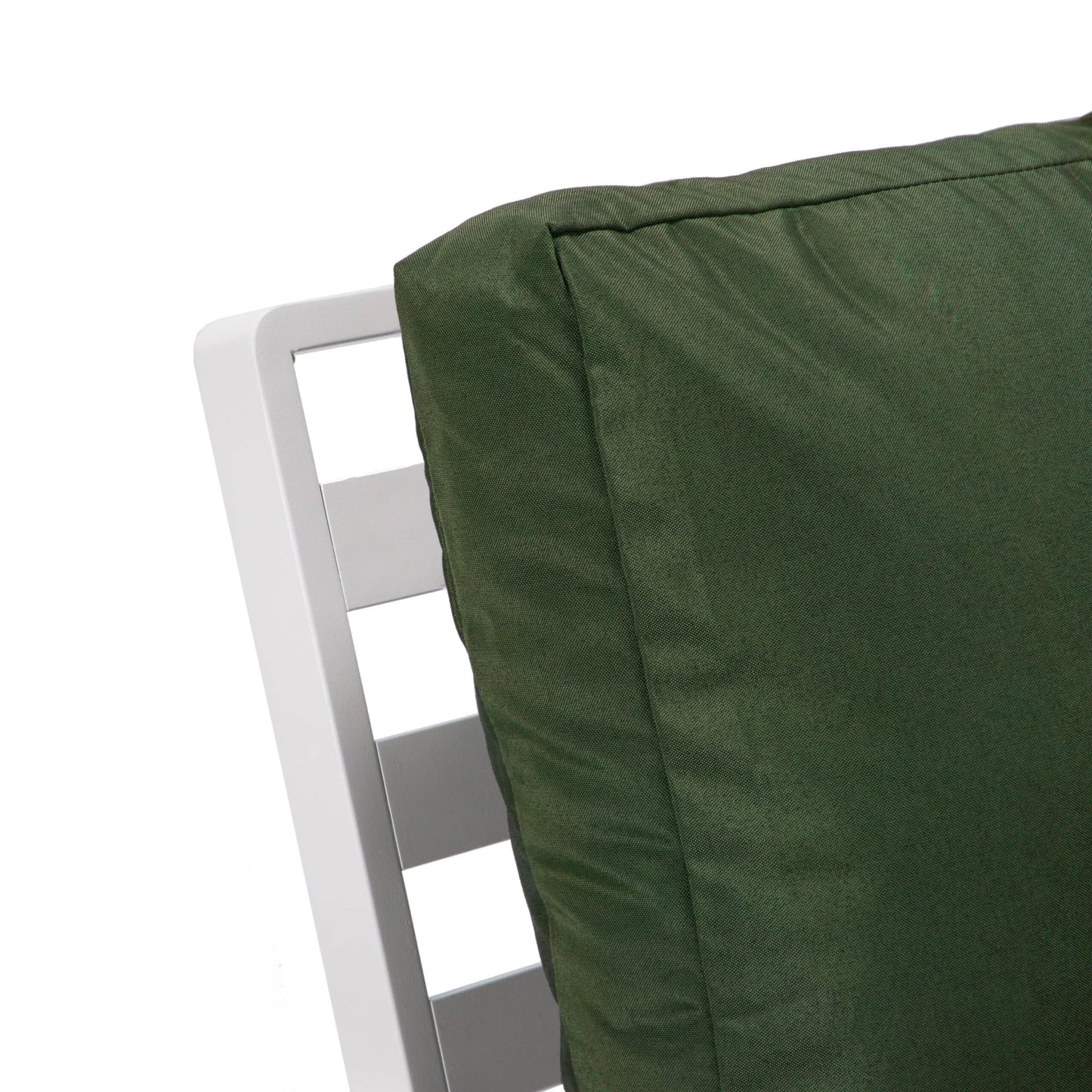 LeisureMod Walbrooke Modern Aluminum 5-Piece Patio Conversation Set with Outdoor Square Fire Pit Table with Slats Design & Side Table Tank Holder (Green)