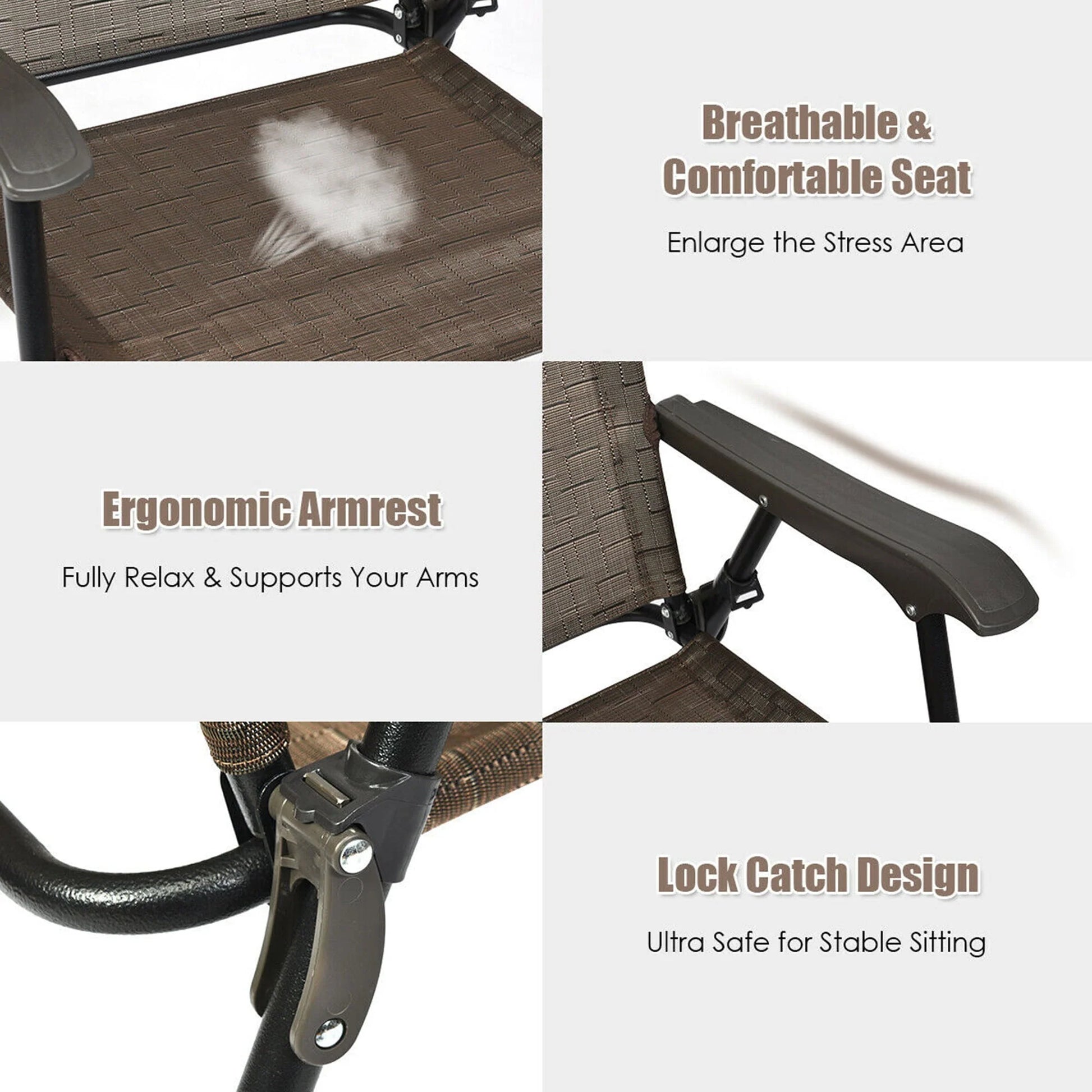 Gymax 2PCS Folding Chairs Patio Garden Outdoor w/Steel Frame Armrest Footrest