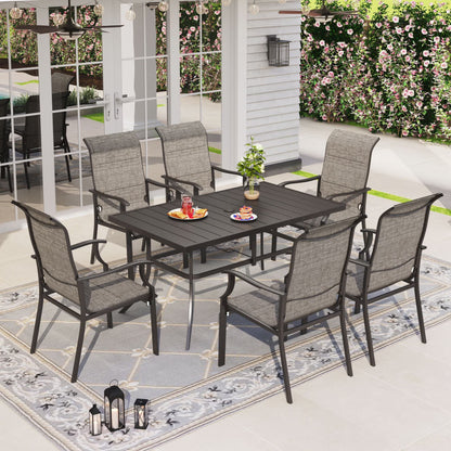 Sophia & William 7 Pieces Metal Patio Dining Set for 6 Outdoor Textilene Chairs Table Set