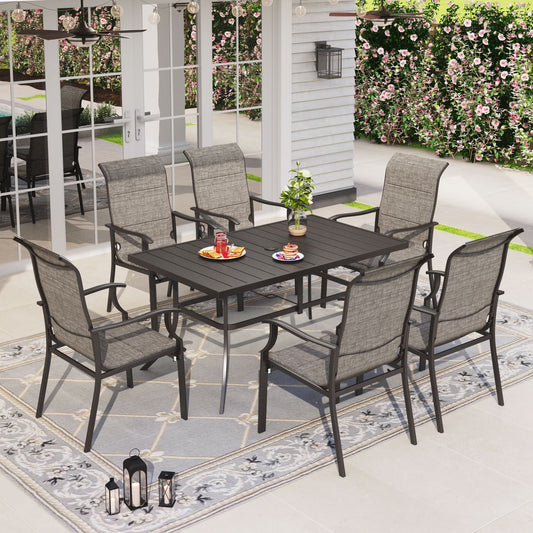 Sophia & William 7 Pieces Metal Patio Dining Set for 6 Outdoor Textilene Chairs Table Set