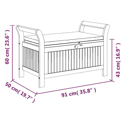 vidaXL Patio Collection Solid Acacia Wood Outdoor Storage Bench with Cushion - Loveseat