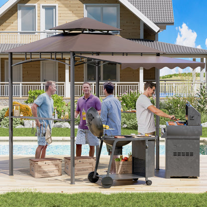 Magic Union 8'X8' Grill Gazebo Canopy - Heavy Duty Steel Frame, Double Tiered Grill Canopy for Outdoor Grill W/Shelves, Ceiling Hooks and Ground Stakes, Patio Canopy Tent BBQ Gazebo for Backyard