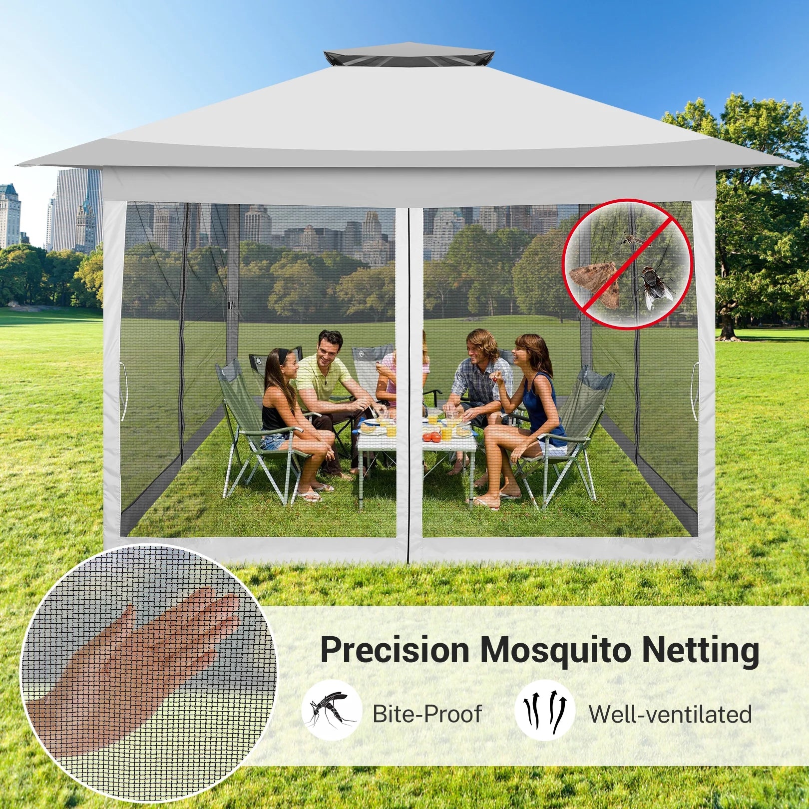 SANOPY 12x12FT Patio Gazebo Outdoor Pop up Gazebo with Mosquito Net& Four Sandbags Outdoor Party Instant Shelter Portable Folding Gazebo Waterproof and UV Protection Gazebo Tent for Backyard