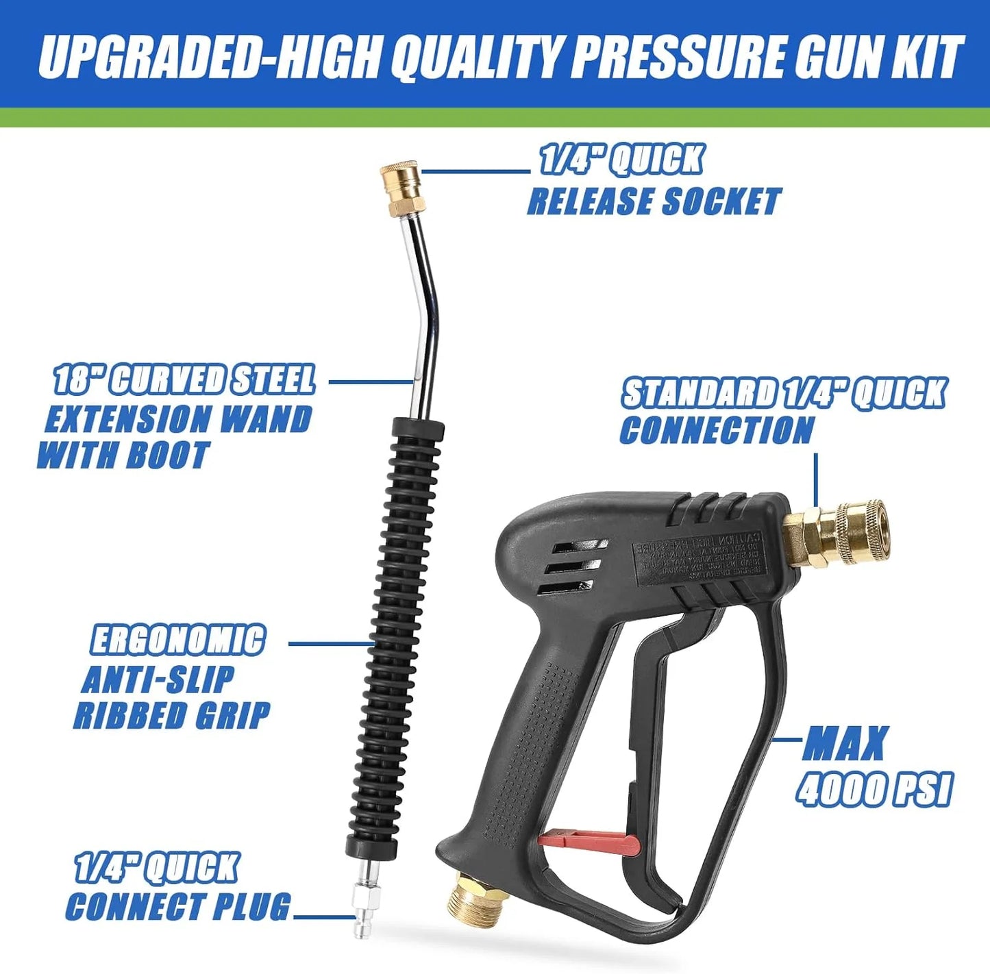 TOOLCY Pressure Washer 2030 PSI Max, 50FT Pressure Hose, Short Gun & Extension Wand, Foam Cannon, 5 Nozzles, Cars Patios Washer