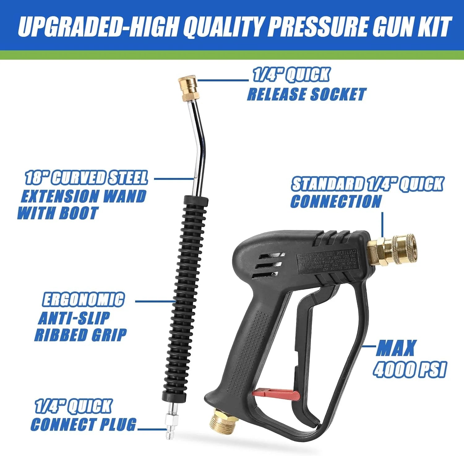 TOOLCY Pressure Washer 2030 PSI Max, Power Washer Electric Powered, 50FT Pressure Hose, Short Gun & Extension Wand, Foam Cannon, 5 Nozzles, Cars Patios Washer