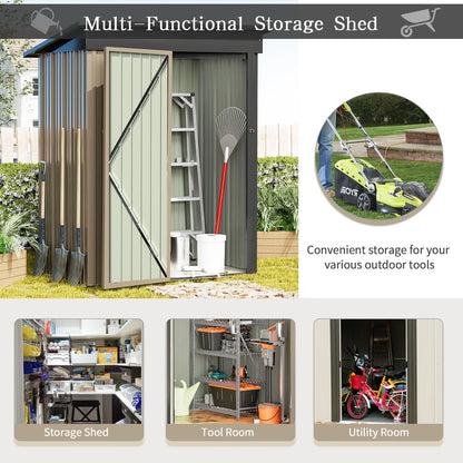 Devoko 5×3 ft.Patio Metal Shed, Lockable Garden Shed for Outdoor Backyard Patio Storage