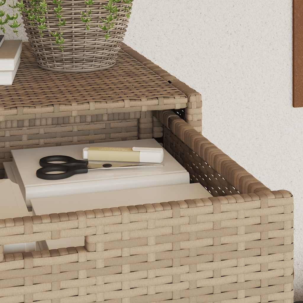 vidaXL Patio Storage Cabinet, PE Rattan Beige, 21.70 x 21.70 x 43.70 in