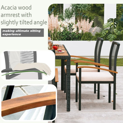 7 Pieces Outdoor Table and Chairs Outdoor Patio Furniture Set Wicker Patio Dining Sets for 6 Patio Table and Chairs Set Outdoor Furniture Set for Garden Yard Porch and Poolside