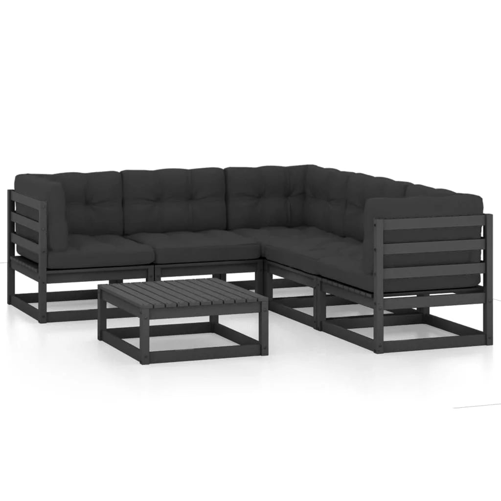 vidaXL Patio Furniture Set 6 Piece Outdoor Sectional Sofa Solid Wood Pine