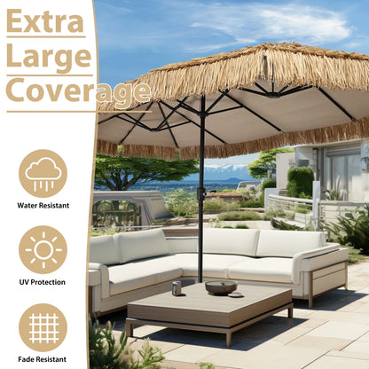 Autlaycil 13 ft Tiki Umbrella, Thatched, Hawaiian, Pool, Patio, Beach