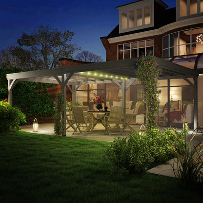 Outsunny 12' x 20' Outdoor Wooden Pergola, Grape Vine Gazebo with Concrete Anchors for Garden, Patio, Backyard, Deck, Gray