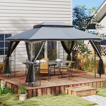 AVAWING 10x10 ft Outdoor Gazebo, Patio Double Soft-Top Canopy, Gray
