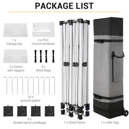 SANOPY 10'x 20' Pop up Canopy Tent, Commercial Heavy Duty Canopy with 6 Removable Side Walls Portable Shelter for Patio Picnic Gazebo Party Wedding, White