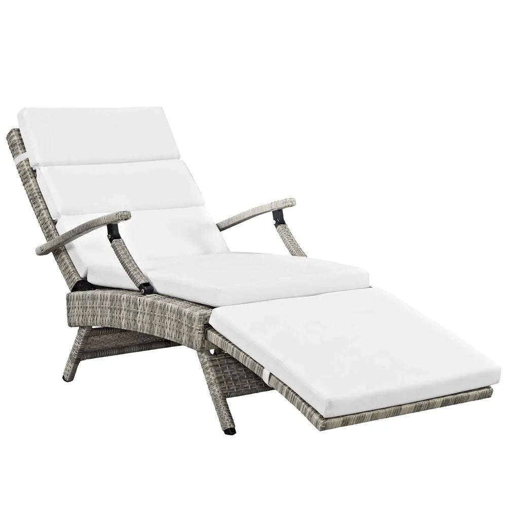 Modway Envisage Chaise Outdoor Patio Wicker Rattan Lounge Chair in Light Gray White