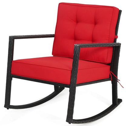 Kadyn Rocking Chairs Outdoor, Patio Rattan Rocker Outdoor Glider Rocking Chair Cushion Lawn-Red, Patio Rocking Chairs