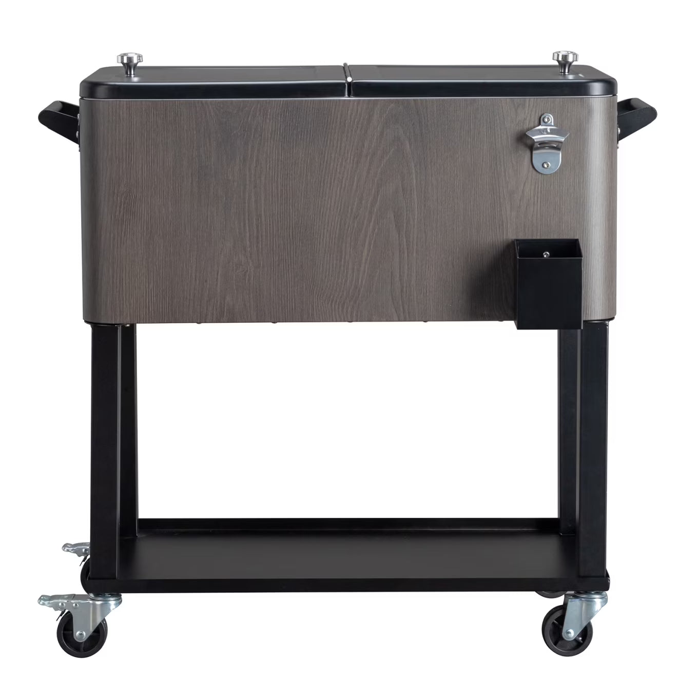 80Qt All-In-One Cooler Cart With Bottle Opener, Lower Storage Shelf and Cap Catcher, Outdoor Party Rolling Cooler With Lockable Wheels For Pool Side, Patio, Balcony, Mint(33.07 x 15.16 x 35.83)"