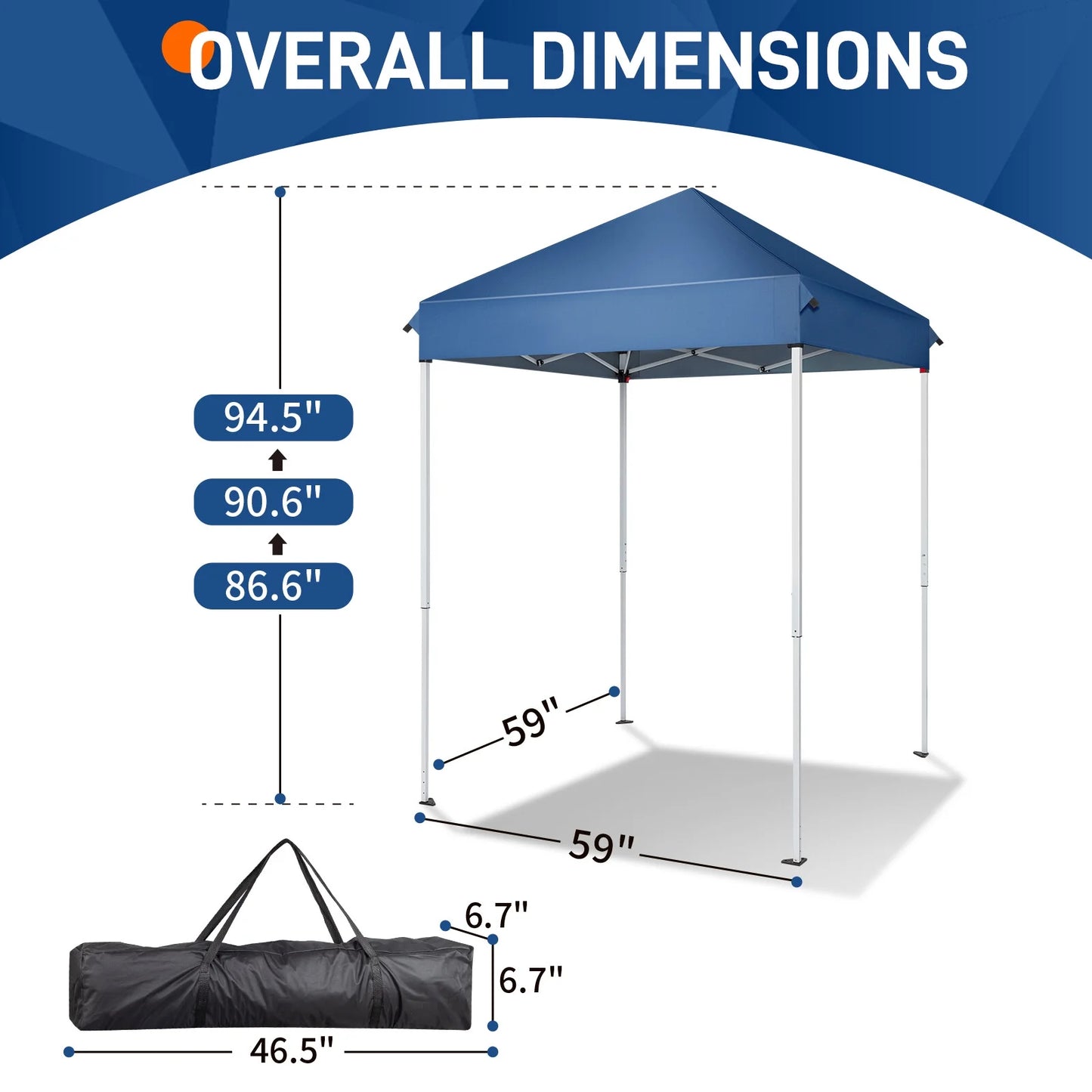 ZIRAV 5x5 Pop Up Canopy Tent, Ez Up Outdoor Canopy Tent Instant Shelter with Carry Bag Straight Legs Patio Balcony Porch Backyard Garden,White