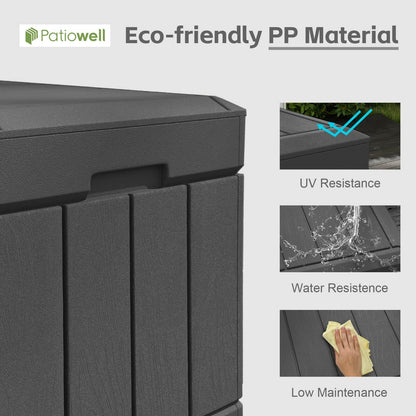 Patiowell 82 Gallon Deck Box Outdoor Storage Resin Wood Look Storage Box with Lockable lid for Patio Furniture, Black