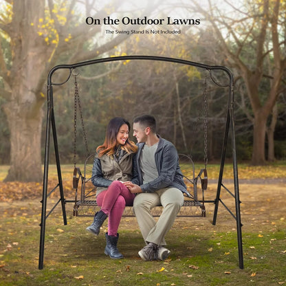 THJTDH Upgraded Metal Patio Porch Swing, 660 LBS Weight Capacity Steel Porch Swing Chair for Outdoors, Heavy Duty Swing Chair Bench for Gardens and Yards,Curved