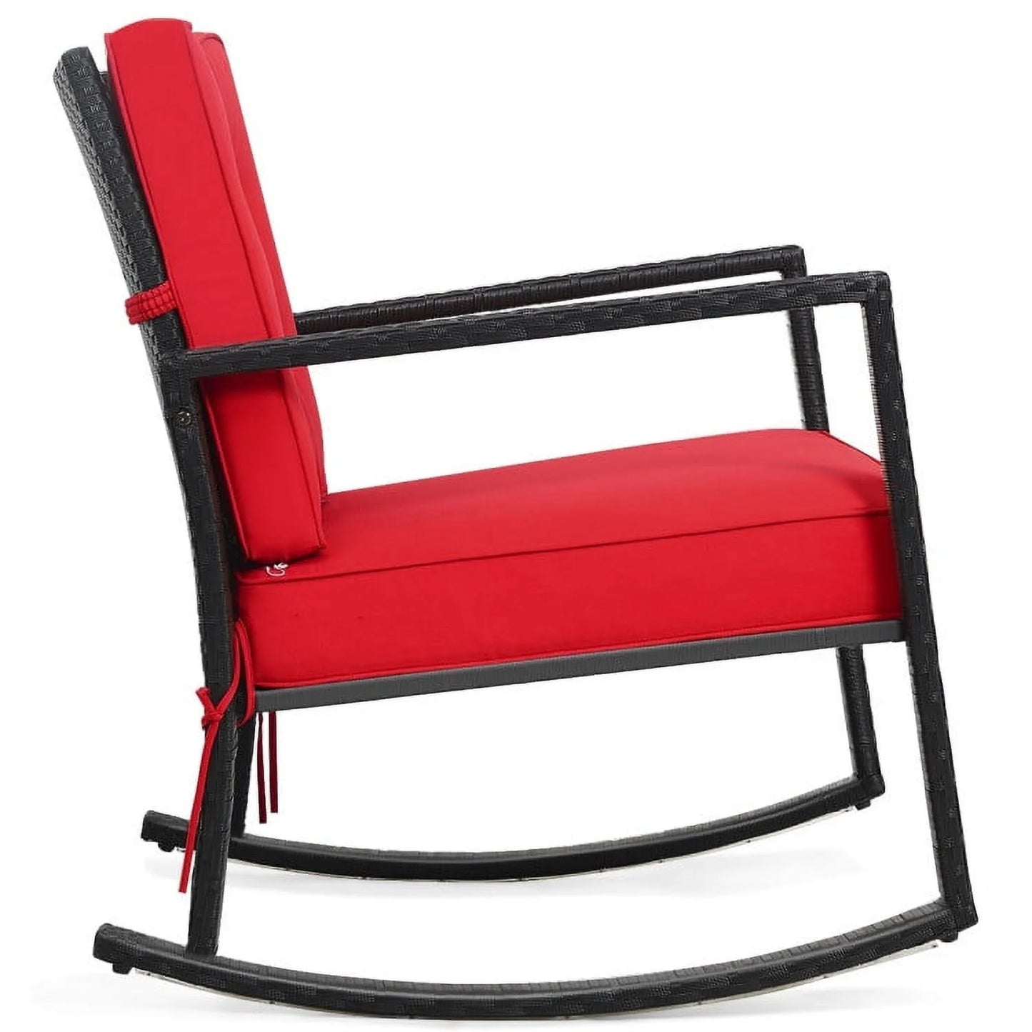 Kadyn Rocking Chairs Outdoor, Patio Rattan Rocker Outdoor Glider Rocking Chair Cushion Lawn-Red, Patio Rocking Chairs