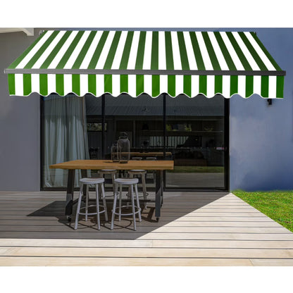 ALEKO 20' x 10' Grey White Stripes Retractable Motorized Patio Awning Sunshade