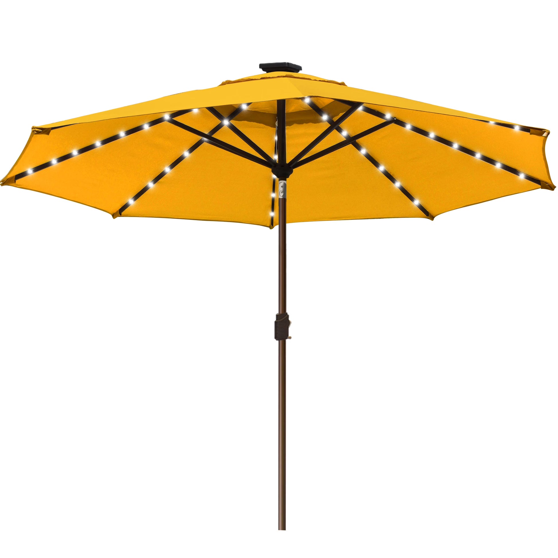 EliteShade Sunbrella Solar Umbrellas 9ft Market Umbrella with 80 LED Lights Patio Umbrellas Outdoor Table Umbrella with Ventilation and 5 Years Non-Fading Top,Ruby