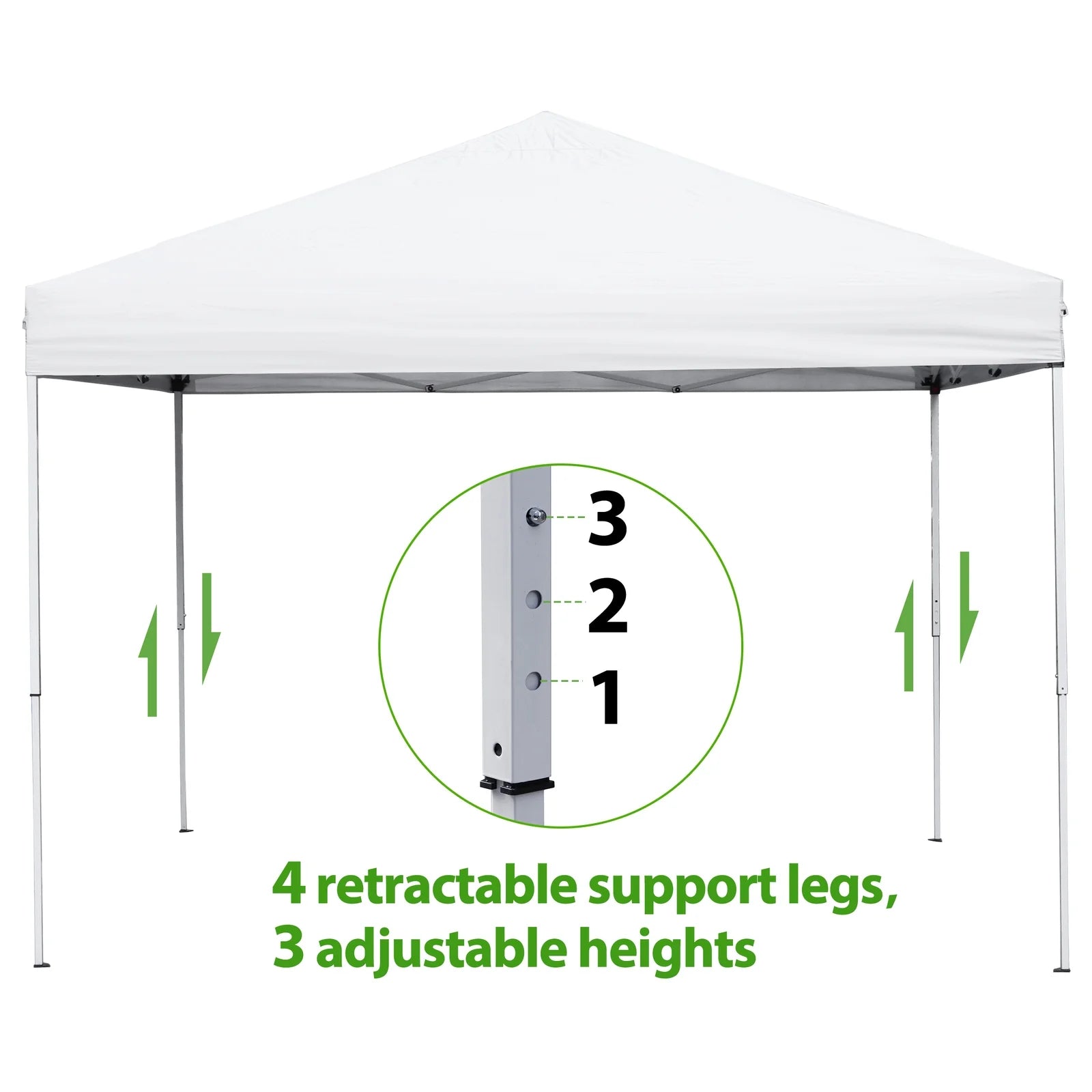 SECONDPEAK 10x10 Pop Up Canopy Tent Easy Set-up Outdoor Patio Canopy Adjustable Straight Leg Heights Instant Shelter with Wheeled Bag, Ropes