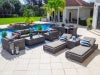 Malmo 18-Piece Resin Wicker Outdoor Patio Furniture Combination Set in Gray w/Sectional Set, Eight-seat Dining Set, and Chaise Lounge Set (Full-Round Gray Wicker, Polyester Light Gray)