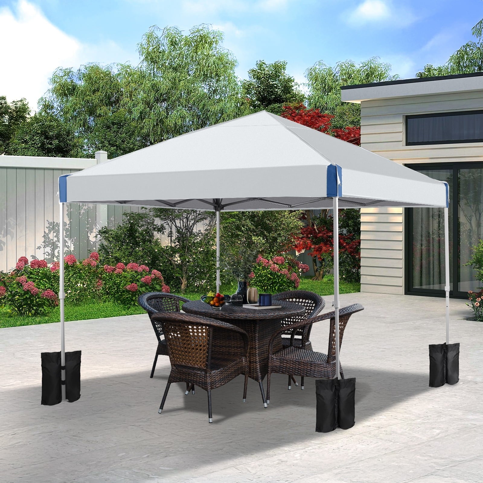 XiHuaZhaoChen Canopy Tent Easy Set-up Outdoor Patio Canopy Adjustable Straight Leg Heights Instant Shelter with Wheeled Bag,Gray,10' x 10'