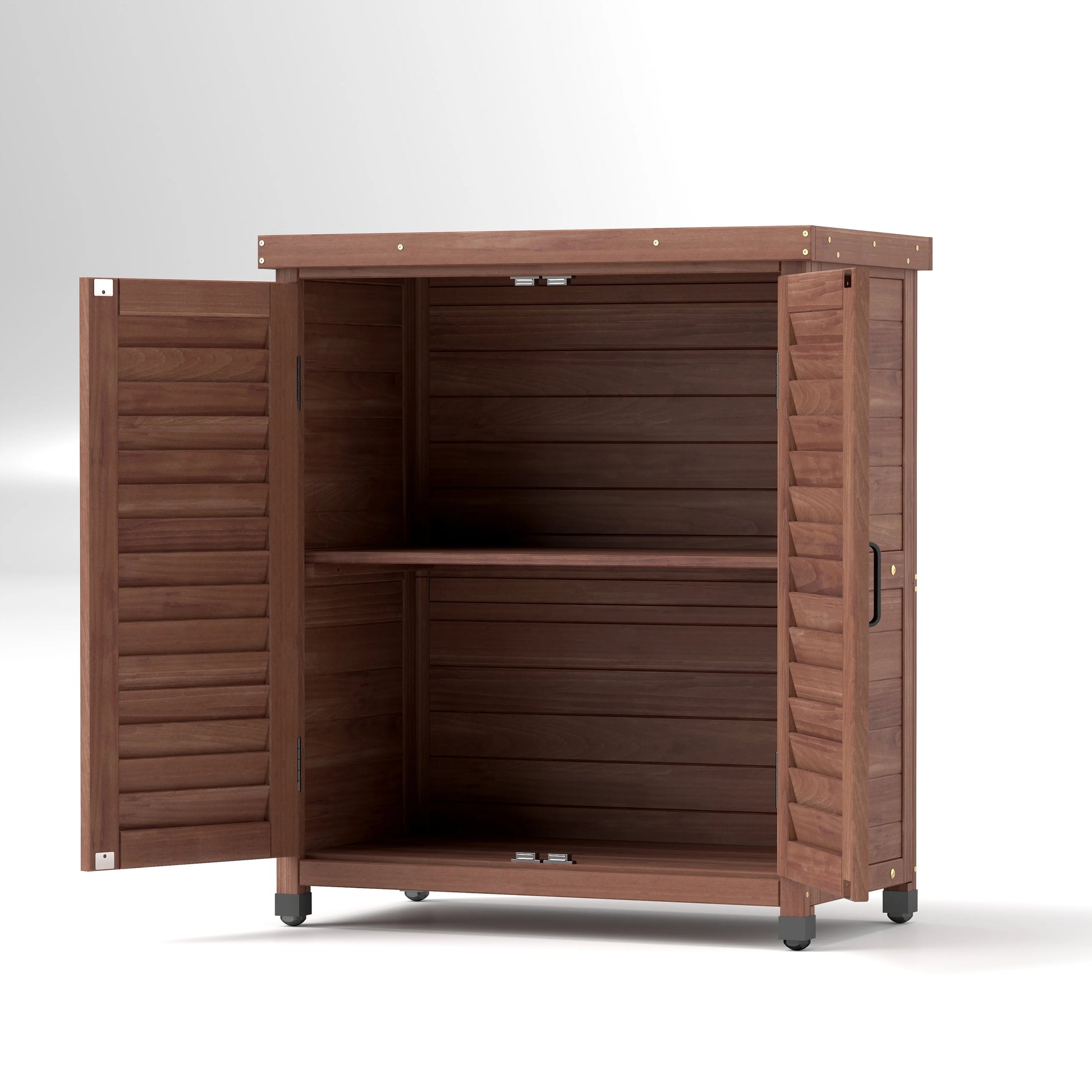 Funnil Outdoor Wooden Storage Cabinet & Potting Bench Table, Weather-Resistant Wooden Patio Furniture, Garden Workstation