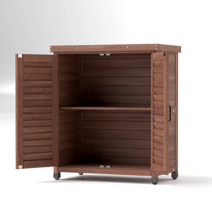 Funnil Outdoor Wooden Storage Cabinet & Potting Bench Table, Weather-Resistant Wooden Patio Furniture, Garden Workstation