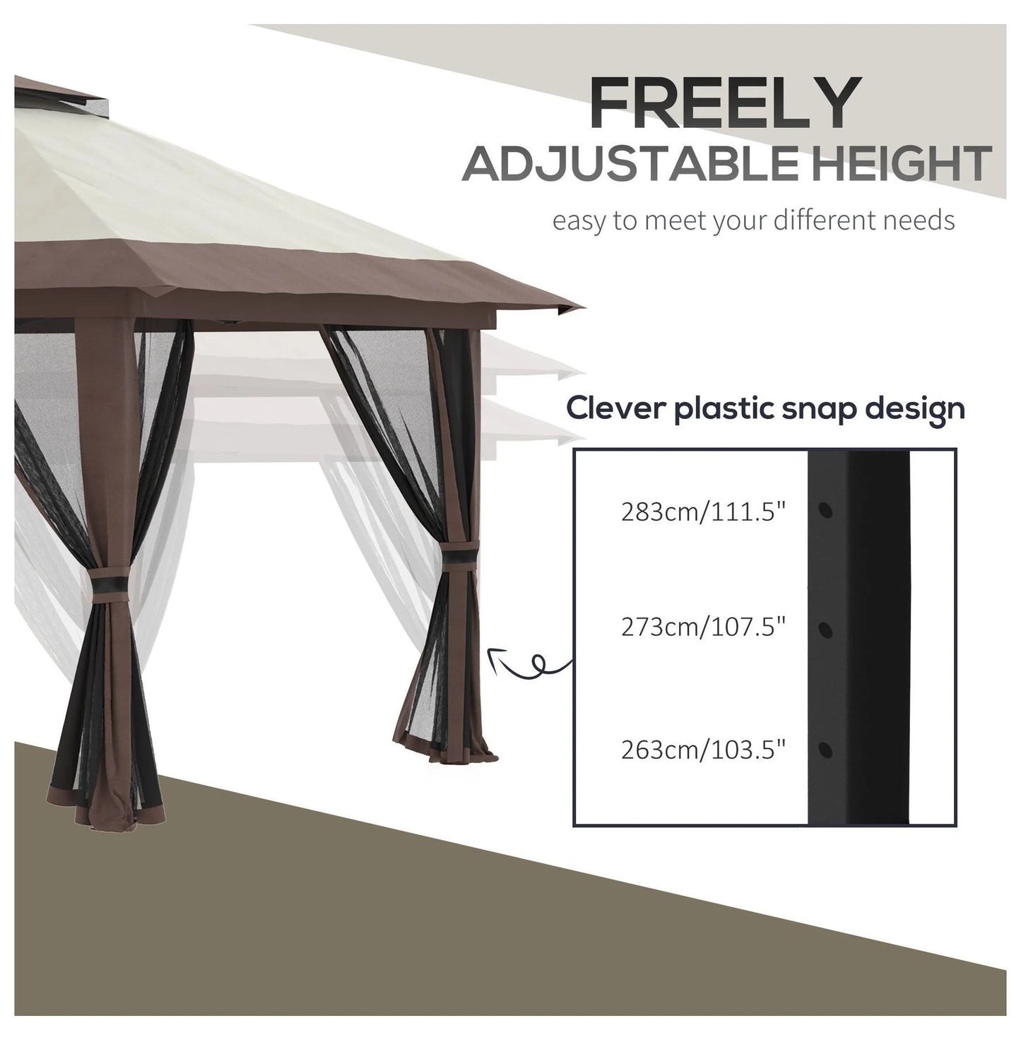 Pop Up Gazebo 13x13ft - Beige Patio Canopy Tent with Mesh Walls